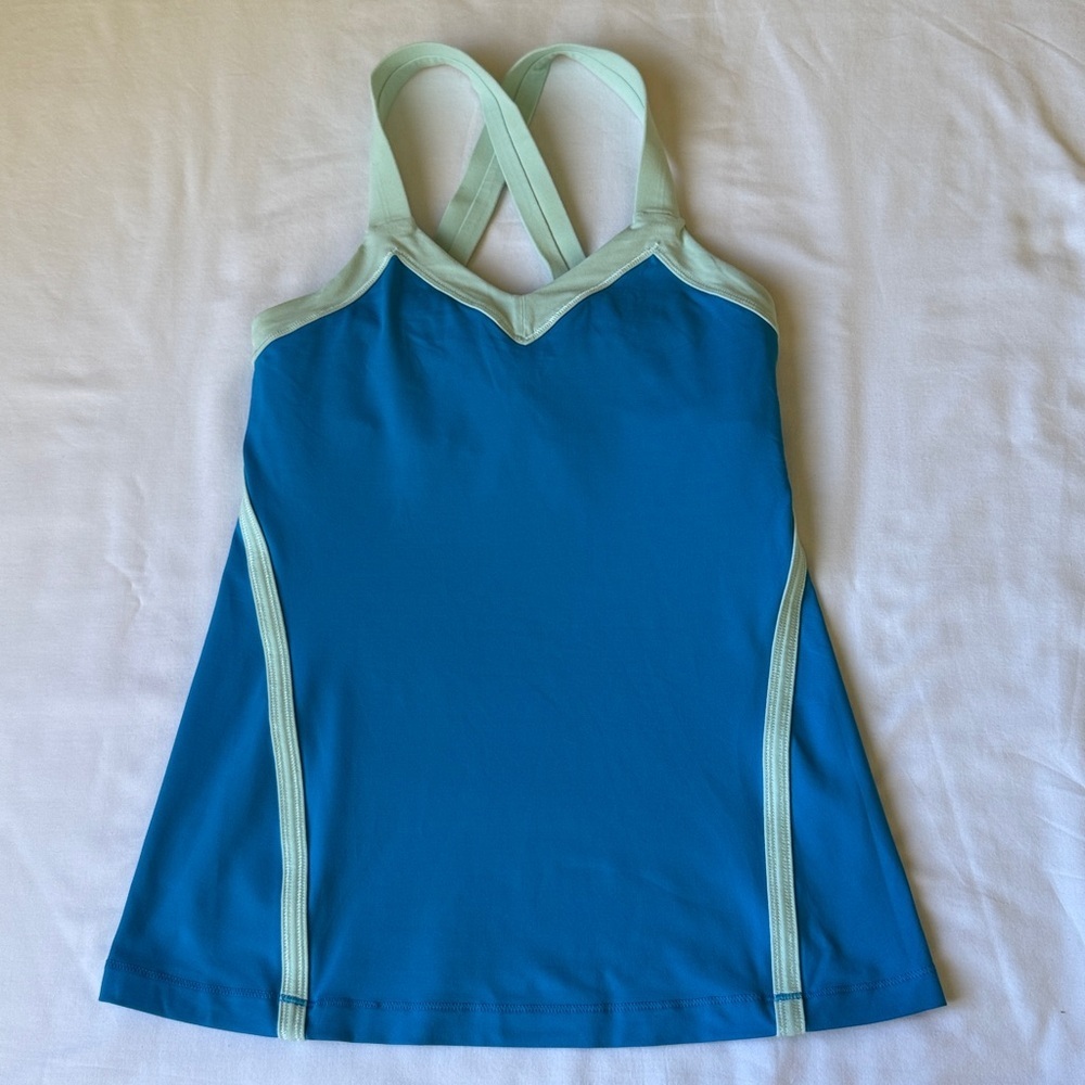 Lululemon Athletica Blue and Mint Cross-Back Tank - Picture 6 of 9